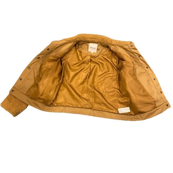 Madewell Brown Faux Fur Sherpa Fleece Snap Button Jacket Women's Size Medium - Picture 4 of 6
